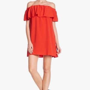 French Connection red large off the shoulder dress